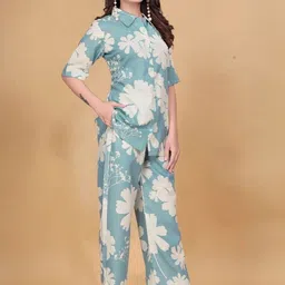 Zanies Women Ethnic Motifs Printed Regular Pure Cotton Shirt with Trousers Co-Ords image 3