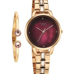 Titan Women Round Dial & Stainless Steel Bracelet Style Straps Analogue Watch 95327WM01F-picture-39