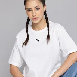 Puma Relaxed Fit Brand Logo Embroidered Pure Cotton T-shirt-image-55