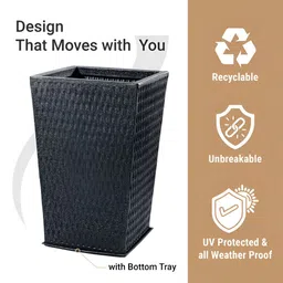 RUBOXA 2Pcs Black Textured UV ProtectedPlanters image 2