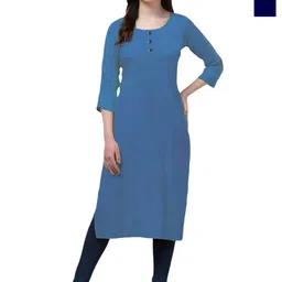 Coft Women Keyhole Neck Crepe Kurta image 1