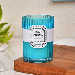 Myntra Elegant Homes Green & Turquoise Blue 1 pieces Jar Candle image 3