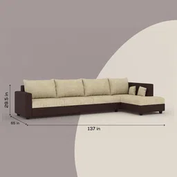 Westido Brown & Cream Coloured 6 Seater Sofa image 4