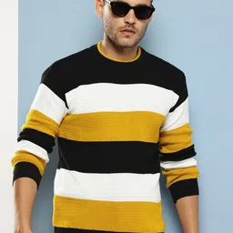 BAESD Men Colourblocked Woollen Pullover Sweater image 2