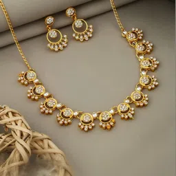 KALPANA CHUDIGHAR Gold-Plated Stones-Studded Jewellery Set image 1