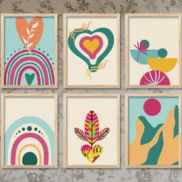 WALLLANE Brown 6 and more Piece Wood Abstract Wall Paintings image 4