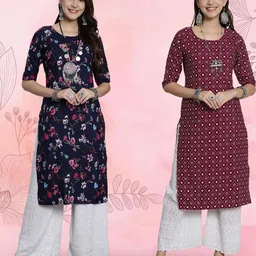 Ethnic basket Women Pack Of 2 Multicoloured Crepe Kurtas-picture-28