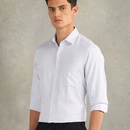 Arrow Textured Spread Collar Pure Cotton Formal Shirt image 3