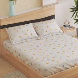 Home Centre Slate Kids Space Off White Printed Cotton 150TC Queen Bedsheet Set 2.54x2.28 m-image-87