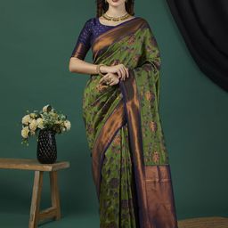 HI FI NX Floral Woven Design Pure Silk Banarasi Saree-picture-30