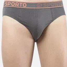 Sporto by Macho Men Pack Of 4 Cotton Basic Briefs Sporto_M1010-A1-CH1-Dnm1-G1-S image 4