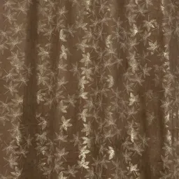 GEET CREATIONS Brown & Off White Set of 3 Floral Room Darkening Window Curtain image 2
