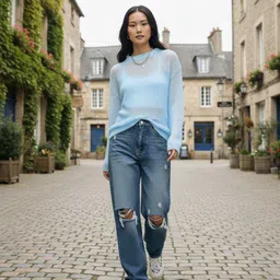 glitchez Open-Knit Sheer Drop-Shoulder Pullover image 4