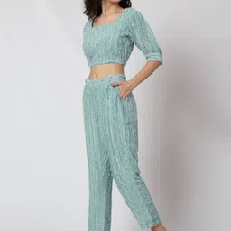 CORSICA Embellished Square Neck Top With Trousers Co-Ords image 5