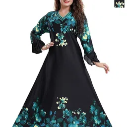 PURSA Pack Of 2 Satin Printed Maxi Nightdress-picture-23