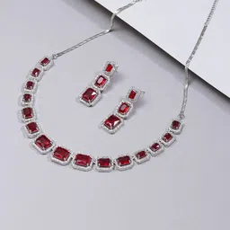 JEWILLEY Silver-Plated American Diamond Studded Jewellery Set-picture-21