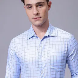 the indian garage co. x luxe Luxe by TIGC Men Slim Fit Cutaway Collar Grid Tattersall Checked Formal Shirt-picture-30