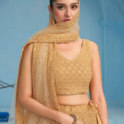 Zeel Clothing Embroidered Sequinned Semi-Stitched Lehenga & Unstitched Blouse With Dupatta image 3