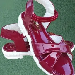 NEW LATEST Maroon Leather Slip-on Toe Ring Sandals-picture-41