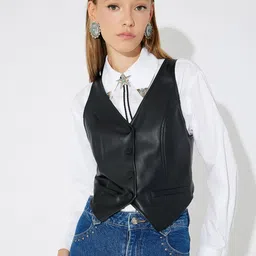 Koton V-Neck Woven Waistcoat-picture-30