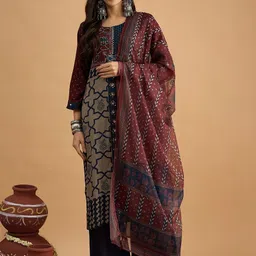Anouk Women Ethnic Motifs Printed Regular Kurta with Palazzos & With Dupatta image 3