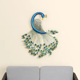 vedas Mystic Indiana Blue & Green Textured Metal Royal Peacock Wall Decor-image-23