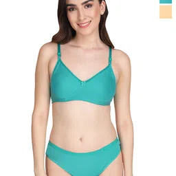 Liigne Pack Of 2 Women Everyday Padded Bra Pure Cotton Lingerie Set-picture-39