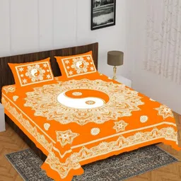 Aura Yellow & White Floral 144 TC Queen Bedsheet with 2 Pillow Covers-picture-13