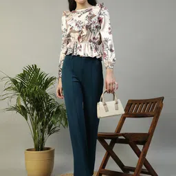Oxolloxo Women Floral Print Ruffles Styled Back Top-picture-24