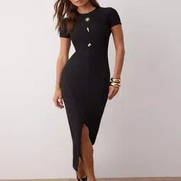 Trendyol Round Neck Short Sleeves Bodycon Midi Dress-picture-25