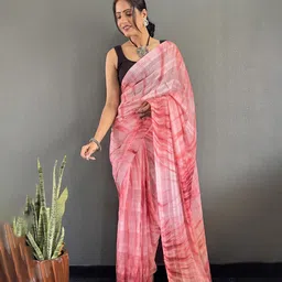 KALINI Striped Zari Pure Georgette Ready to wear Saree image 4