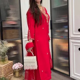 KALINI Women Embroidered Viscose Rayon Kurta Sets With Dupatta image 4