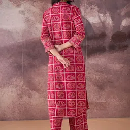 Indo Era Ethnic Motifs Printed Mirror Work Pure Cotton Kurta With Trousers image 2