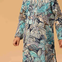 The Mini Trunk Boys Floral Printed Regular Kurta with Trousers image 3