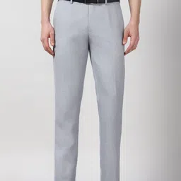 Peter England Elite Men Textured Slim Fit Formal Trousers-picture-13