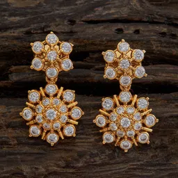 Kushal's Fashion Jewellery 92.5 Pure Silver Gold-Plated Stones Studded Drop Earrings image 1