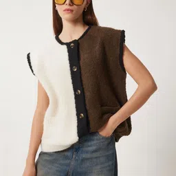 Happiness istanbul Women Colourblocked Sweater Vest image 4