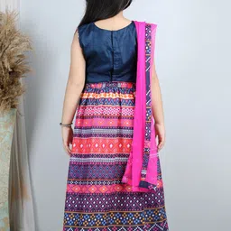 Here&Now X Kinder Kids Girls Printed Ready to Wear Lehenga & Blouse With Dupatta image 5