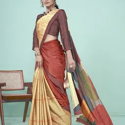 JIVORA Geometric Printed Saree With Blouse Piece image 3