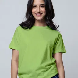 LoveDky Women Solid Round Neck Cotton T-shirt-picture-21