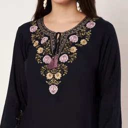Atha Fashion Floral Embroidered Bell Sleeve Ethnic Cotton Top image 5