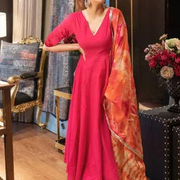 Anni Designer V-Neck Gotta Patti Anarkali Kurta With Trousers & Dupatta image 2