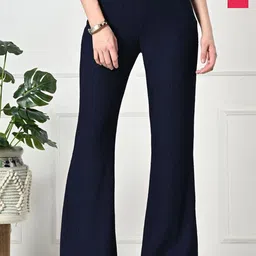 Gladly Women Pack of 2 Self Design Smart Bootcut High-Rise Easy Wash Trousers-picture-39