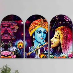 Myntra Elegant Homes Multicoloured Set of 3 Piece MDF Religious Wall Paintings-picture-35