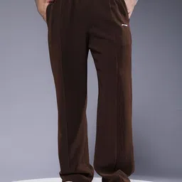 PRONK Men Brown Mid-Rise Relaxed Pleated Trousers-image-54