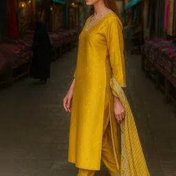 JANOI Women Ethnic Motifs Printed Regular Kurta with Trousers & With Dupatta image 2