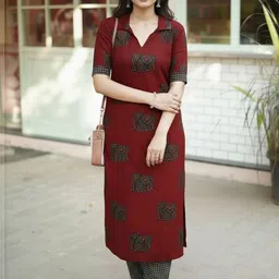 GoSriKi Women Ethnic Motifs Printed Regular Kurta with Trousers image 5