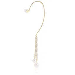StyleCast x Revolte Gold Plated Artificial Studded & Beaded Contemporary Ear Cuff image 2