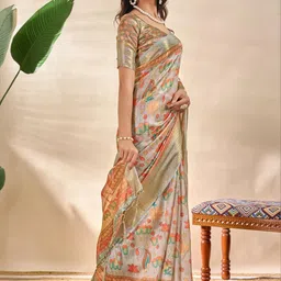 Mameraa Ethnic Motifs Printed Zari Saree image 4