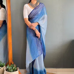 Mitera Striped Sequinned Silk Blend Saree image 4